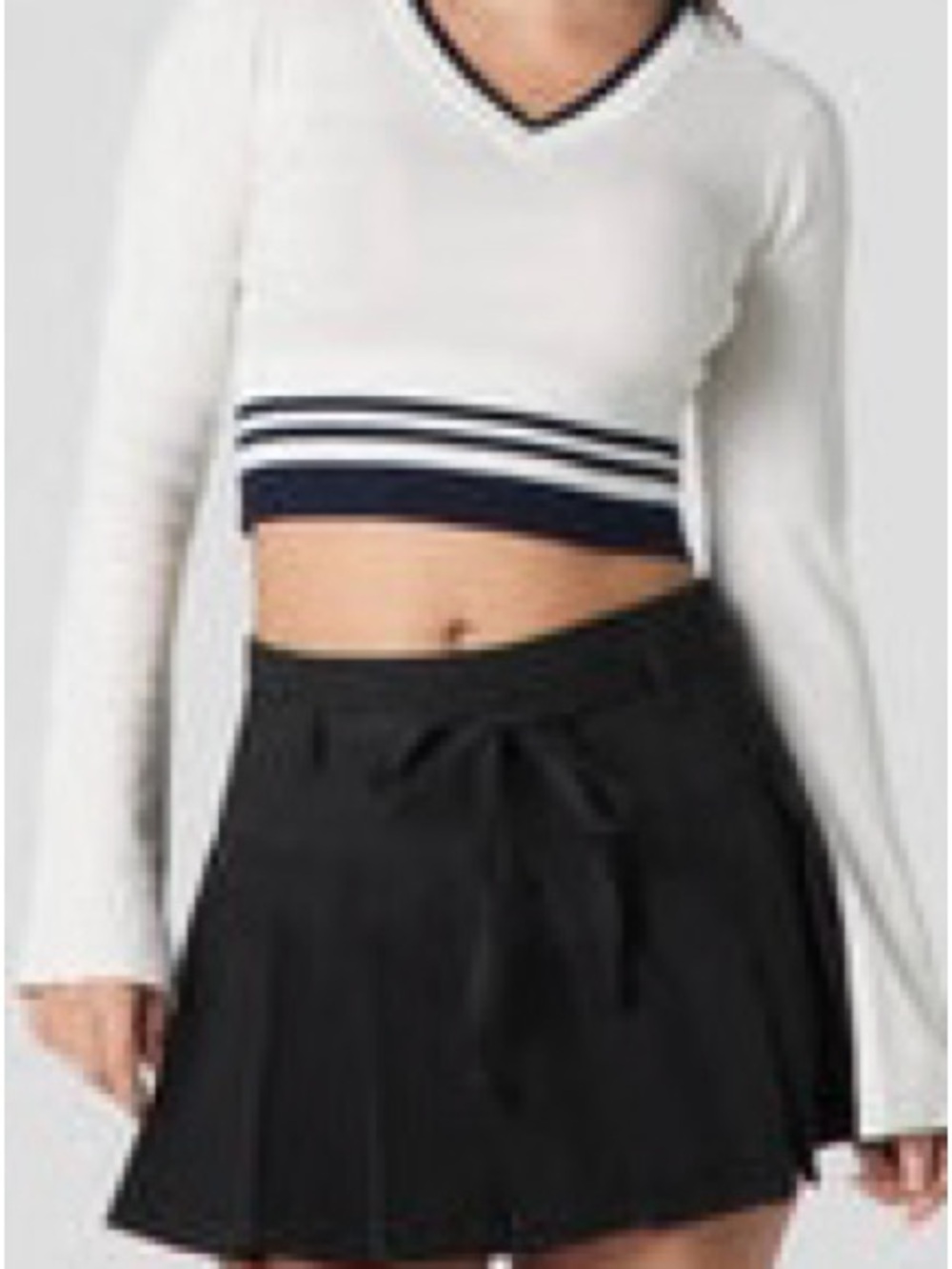 New with Tags - High waisted black pleated tie-front short skort